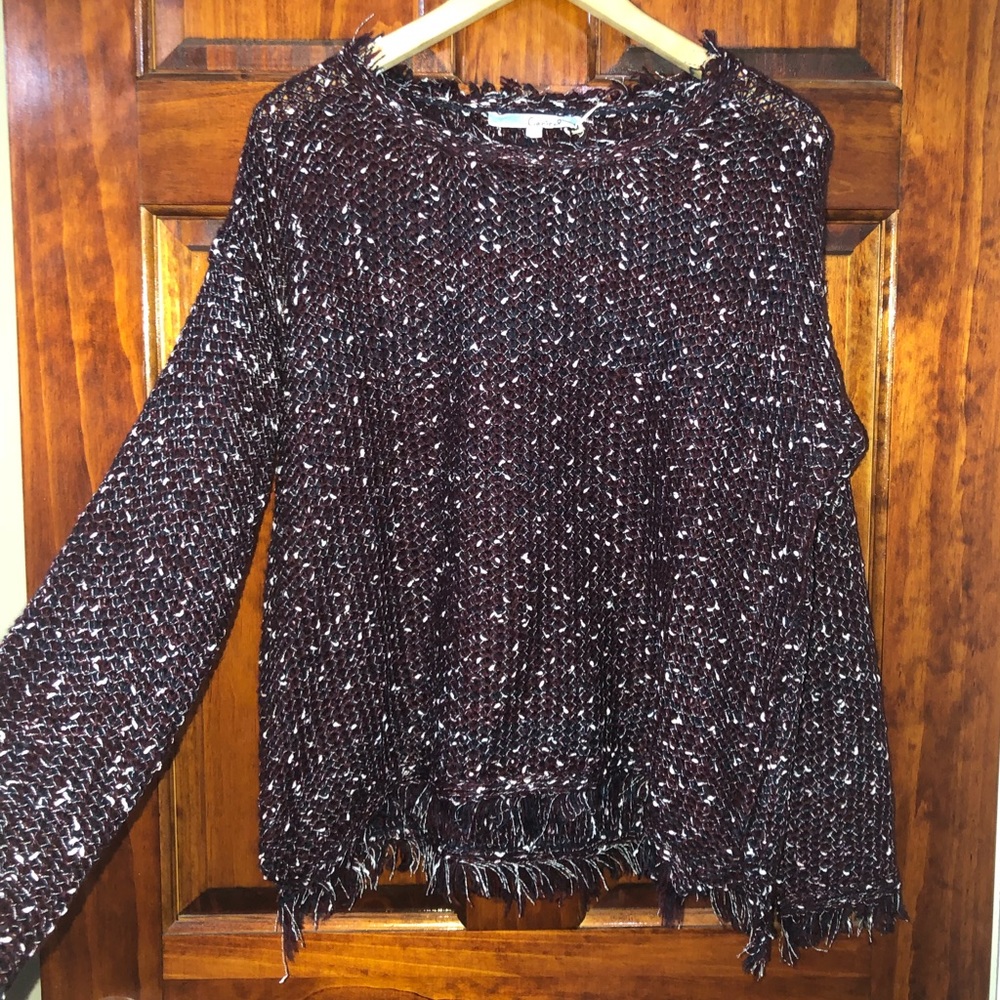 Burgundy multi shag sweater